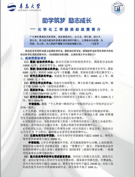 精準(zhǔn)資助促成長 青春聚力助振興 ——青島大學(xué)化學(xué)化工學(xué)院“化育微光，凝心筑夢”實踐活動“學(xué)生資助政策下鄉(xiāng)行”暑期社會實踐專項活動總結(jié)報告